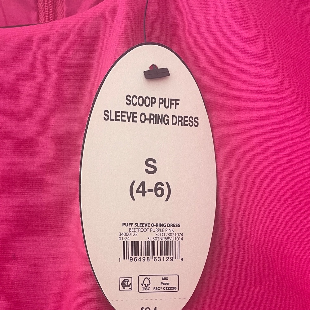 Scoop Women's Cut Out Midi Dress with Puff Sleeves, w/Pockets. Sizes S (4-6) - Picture 6 of 7